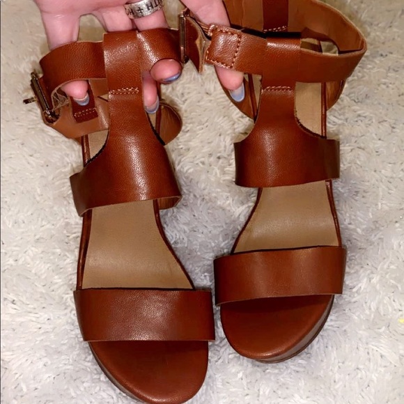 Size 7 caramel brown wedges - Picture 1 of 1